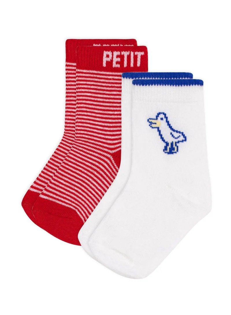بيتي باتو Babies' seagull and stripy cotton socks - 2-Pack